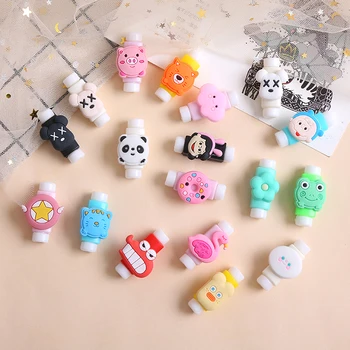 

200Pcs Cute Cartoon Bear Cable Protector For iPhonex 4 5 6s 7 8 USB Charging Data Line Cord Protector Case Cable Winder Cover