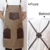 Barber Apron Canvas Cross Back Pinafore with Pockets Multifunction Kitchen Cooking Baking Bib Salon Leather Hairdresser Cape 2