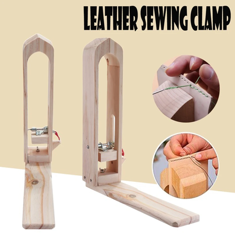 

DIY Desktop Leather Craft Wood Clip Lacing Stitching Clamp Stainless Steel Stretch Bar Hand Tool for Leather Sewing Tool