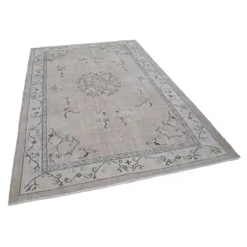 

207x308 Cm Beige Handmade English Vintage Area Rug-7x10 Ft