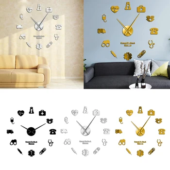 

Modern DIY Large Wall Clock 3D Mirror Sticker Home Decor Wall Art Nurse Theme