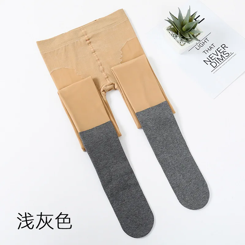 light gray 210g New black skin winter thicken plus velvet big size warm tights women pantyhose sexy rajstopy collant femme tight thick 088 - Цвет: light gray