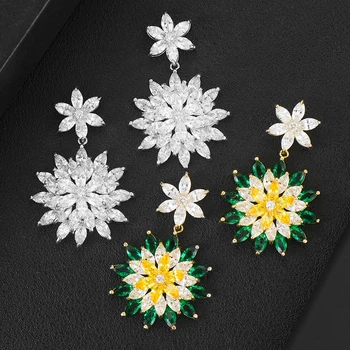 

GODKI 2020 Flower Charms Statement Dangle Earrings for Women Wedding Fashion Cubic Zirconia Korean Dubai Bridal Earring Gifts