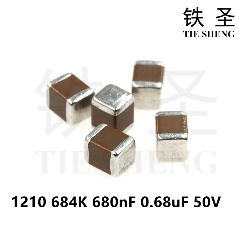 50pcs 1210 684K 680nF 0.68uF 50V X7R 10% SMD Thick Film Chip Multilayer Ceramic Capacitor | Электронные компоненты и