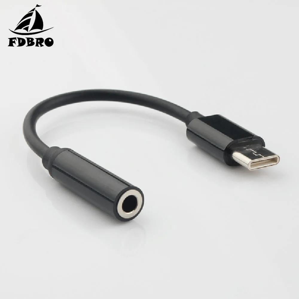 

FDBRO Type-C to 3.5mm Earphone cable Adapter usb 3.1 Type C USB-C male to 3.5 AUX Audio female Jack for Xiaomi 6 Mi6 Letv max2