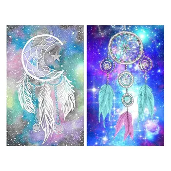

Diamond Embroidery Painting Indian Dream Catcher Of Cross Stitch Resin Full Circular Resin Drill Painting Feathers Home Decor