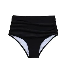 Женские плавки бикини с высокой талией, сплошной черный купальник, Танкини с принтом, плавки бразильского размера плюс, пляжные шорты для отдыха