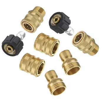 

Coupler Pressure Washer Connector Adapter Quick Connect Joint Attachment 8Set Brass Pressure Washer Connector Adapter Set