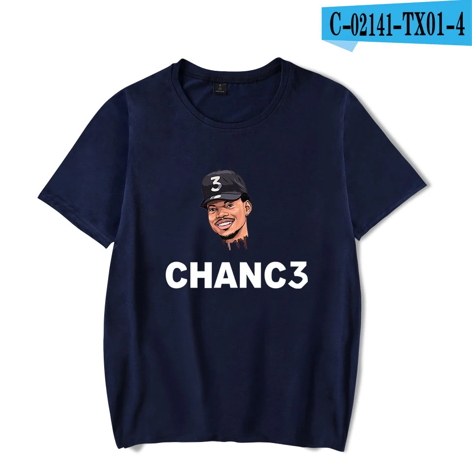 navy blue Модная футболка Chance The Rapper, Мужская розовая летняя хлопковая Футболка Harajuku с коротким рукавом, Новая повседневная футболка с принтом CHANC3 rapper - Цвет: navy blue