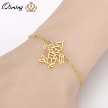 QIMING оригами; Единорог Браслеты женские Пегас милые животные Серебристый браслет из цепочек милые Для женщин браслет подарок