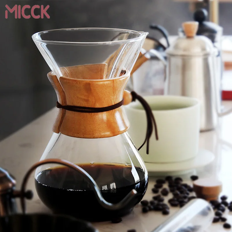 MICCK, классический стеклянный кофейник, эспрессо, Кофеварка, простой стиль, высокое качество, налить на кофе, Кофеварка, фильтр, 400 мл
