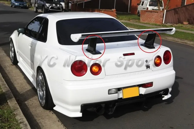 1999-2002 Nissan Skyline R34 GTT GTR Jun Style Rear Spoiler Higher Legs CF (12)