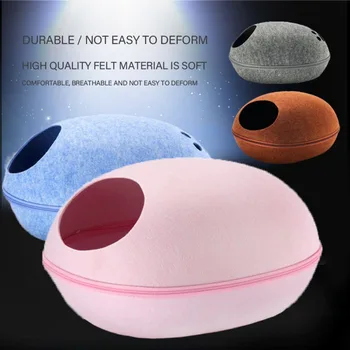 

Pet Cat Bed Nest Eggshell Nest Shaped Parrot Canvas Sun Monk House Sleeping Bedroom Felt Nests Floor Hanging Tent Removable New