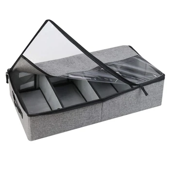 

Under Bed Storage Bag, Underbed Clothes Storage Organizer, Shoe Storage Container Durable with Adjustable Dividers, Clear Window