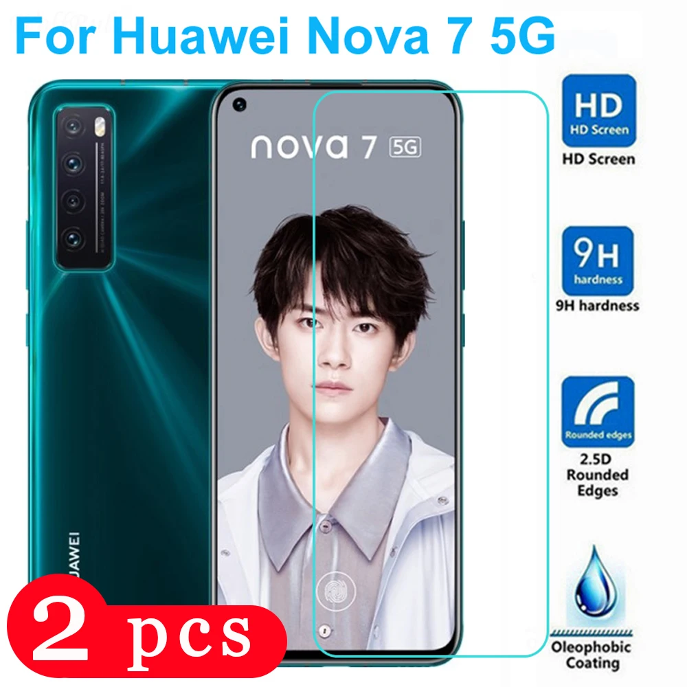 2 шт. закаленное стекло для huawei nova 7i 7 6 se 5 5i pro 5t 5Z 4 4e Защитная пленка экрана