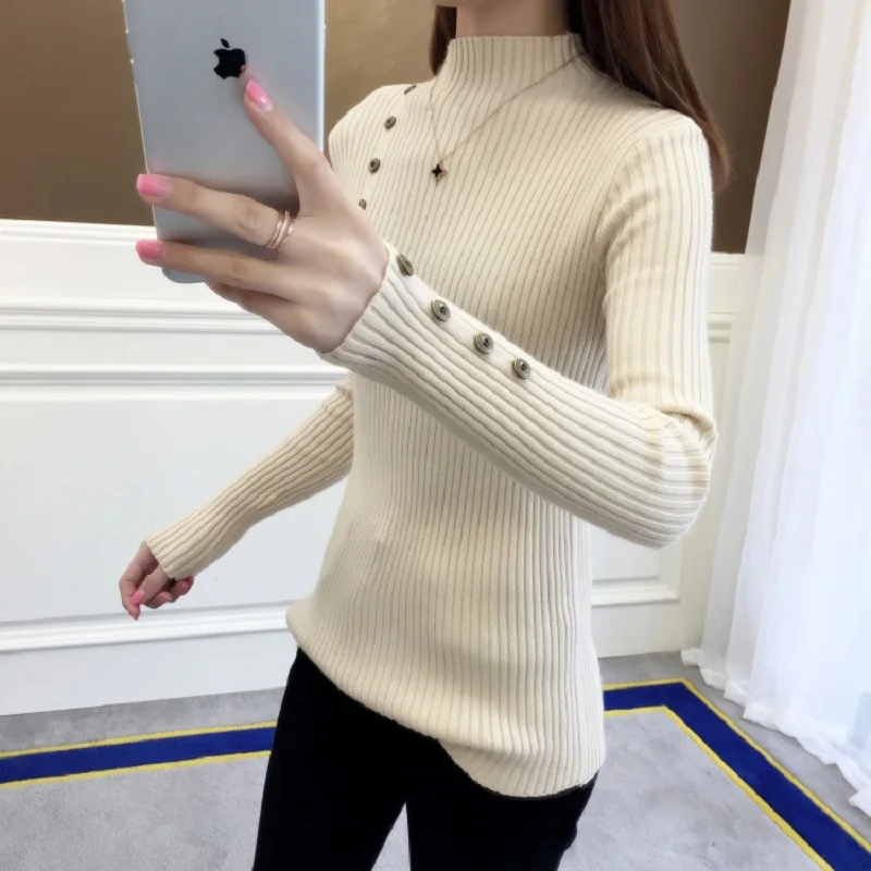 Женские свитера на осень и зиму новый облегающий свитер с длинными рукавами