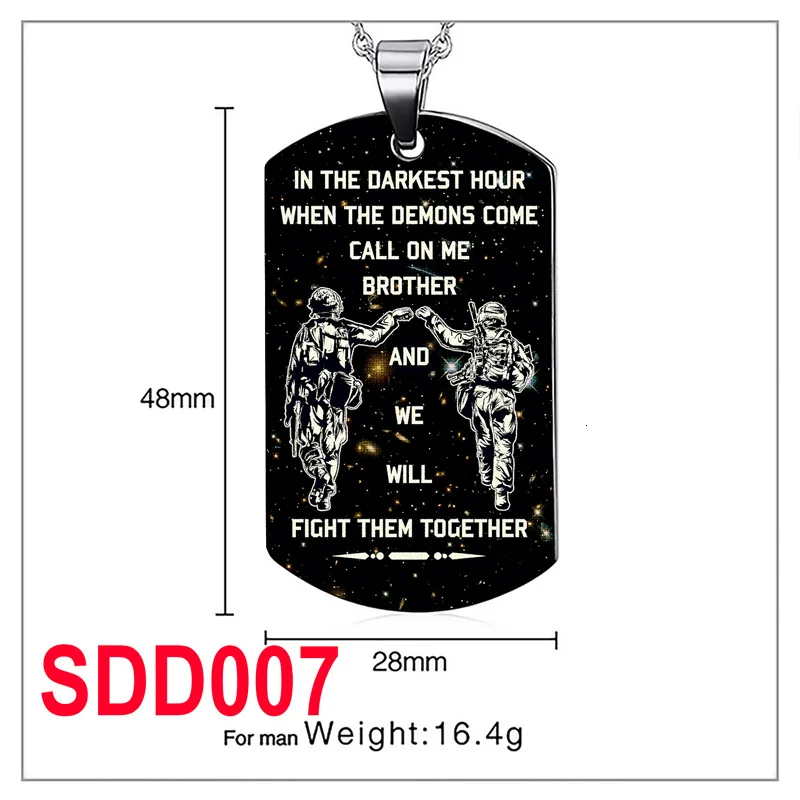 SDD007 Нержавеющая сталь DOG TAG кулон ожерелье военные украшения персонализированные dogtag подарок на день рождения - Окраска металла: SDD007