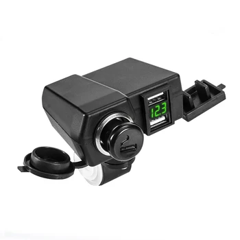 

Motorcycle Mobile Phone Charger Waterproof Belt Switch 12V to 5V Dual Usb Cigarette Lighter Voltmeter Modified Accessories