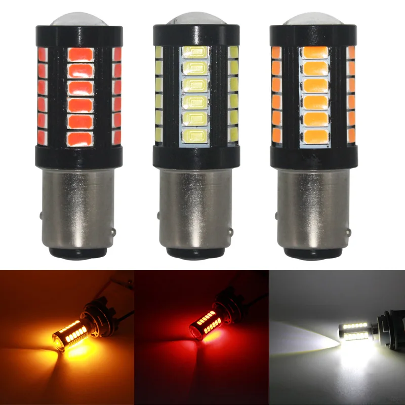 Комплект из 2 предметов T20 W21/5 Вт 7443 7440 W21W 1157 bay15d 3156 3157 5630 33SMD светодиодный Canbus Error Free 12 V-24 V Автомобильный тормоз светильник фонари заднего хода лампы