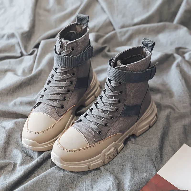 

2019 Women and men's High-top Shoes Canvas Shoes Thick Bottom Boots Ankle Boots Couple Boots