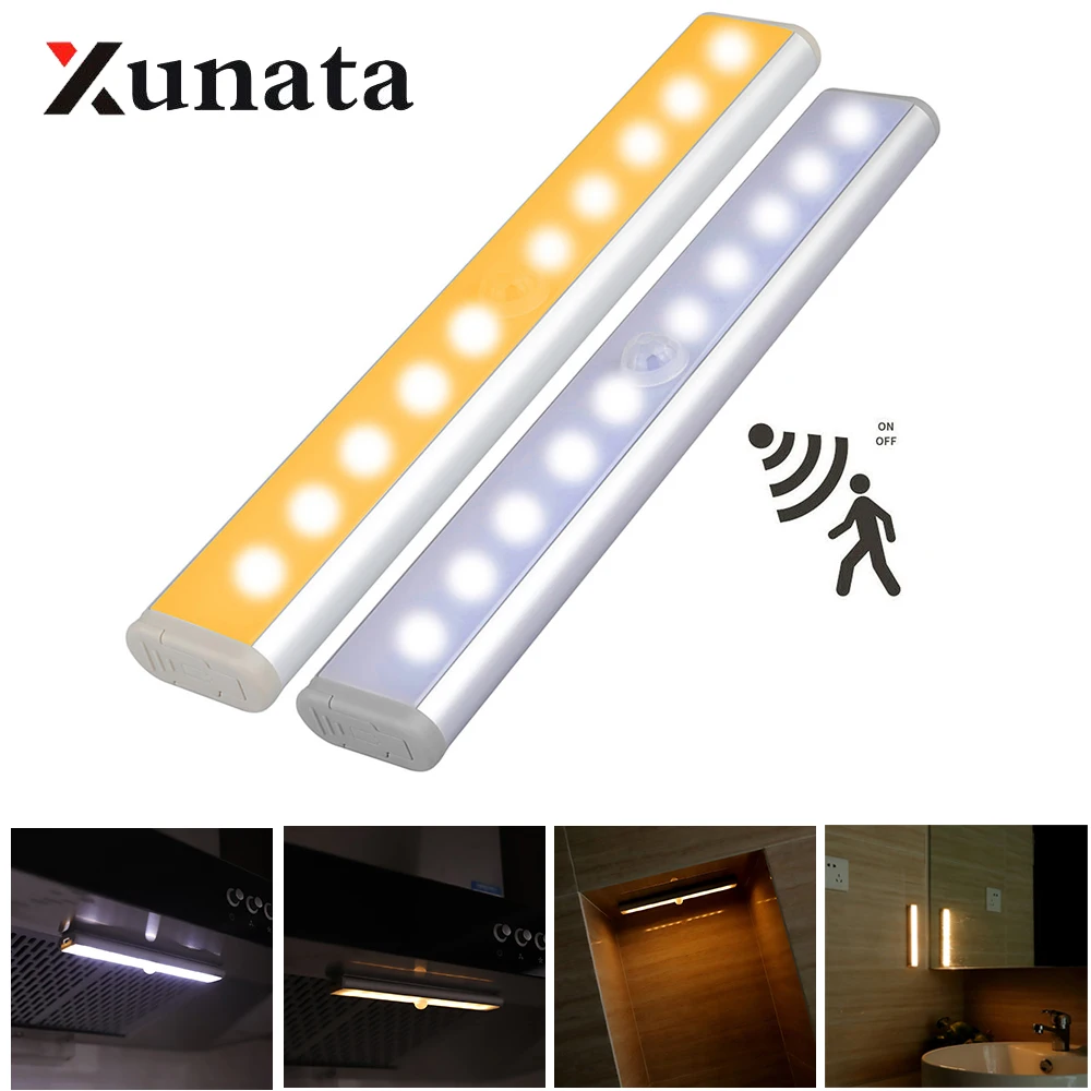 

PIR Motion Sensor Cabinet Warm White / White LED Lights LED Night Light Battery PIR Wardrobe Cupboard Light 1pc