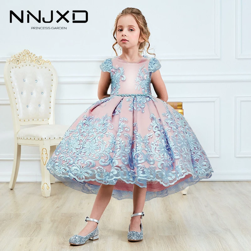 Girls Princess Kids Dresses for Girls Tutu Lace Flower Embroidered Ball Gown Baby Girls