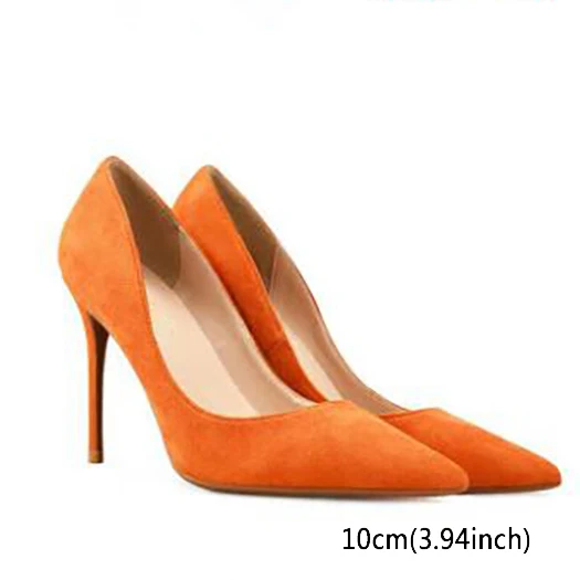 Pumps Pointed Toe Orange Shoes Women 