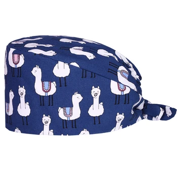 

Alpaca Dentist Surgical Cap Veterinary Work Hat Medical Skull Caps 100% Cotton with Sweatband Hospital Doctor Hats