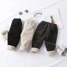 Зимние штаны для малышей штаны для маленьких мальчиков детские брюки для мальчиков и девочек, брюки плотные вельветовые Теплые штаны-шаровары для малышей От 1 до 3 лет