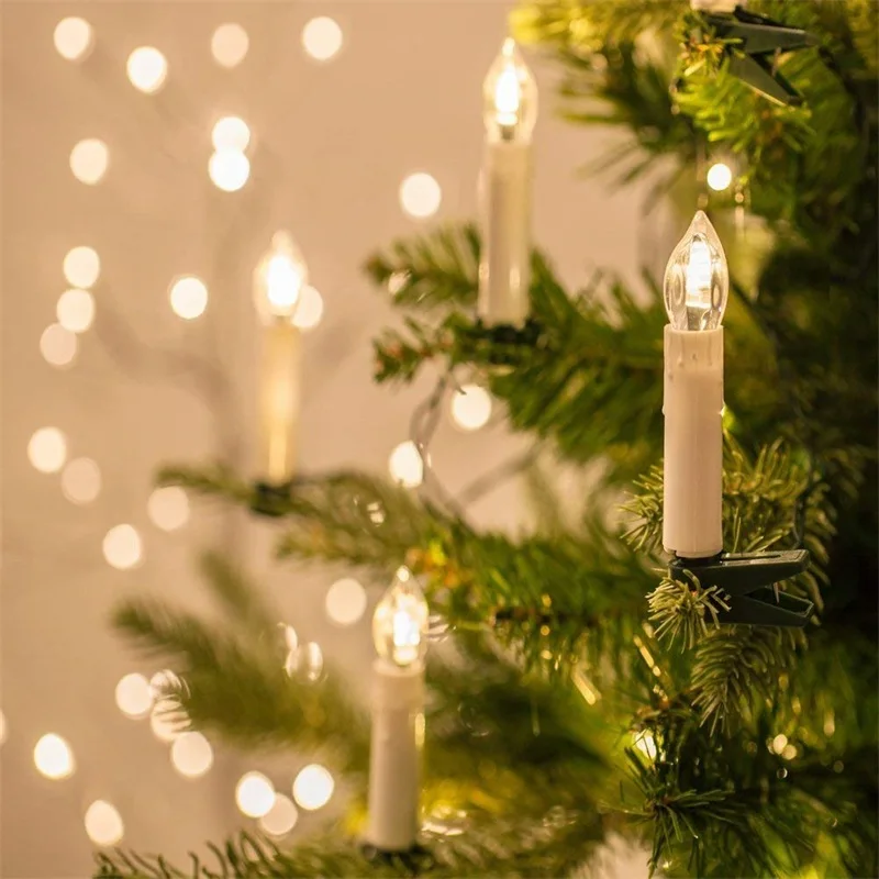 10 шт. рождественские светодиодные свечи беспламенная свеча с конической лампой беспроводной пульт дистанционного управления для дома вечерние свадебные украшения для дерева праздника