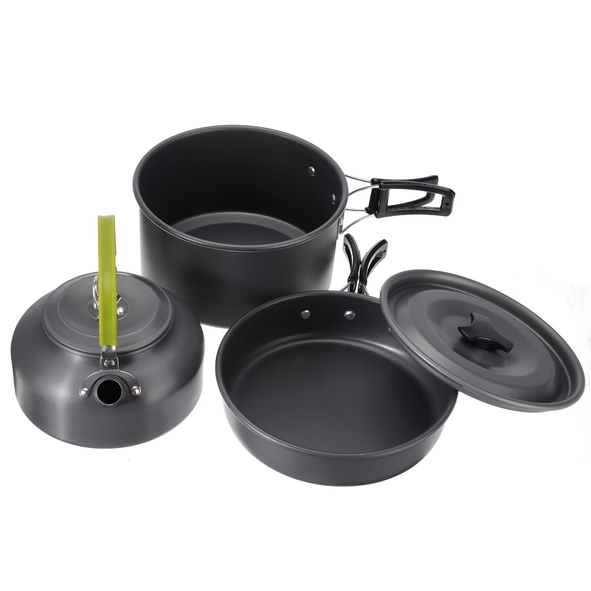 2-3 Person Camping Cookware Cooking Pots Frying Pan Set + Kettle  Outdoor Tableware Cookware Tools For Travel Hiking