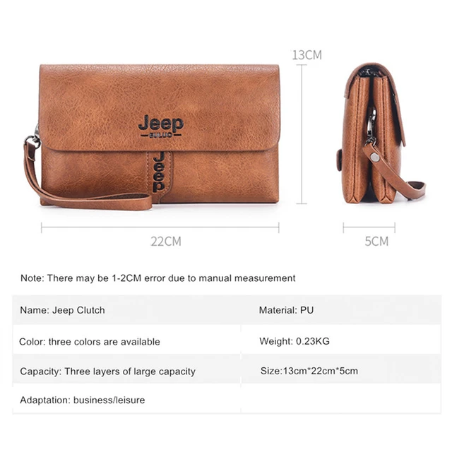 Jeep Buluo Men's Long Fashion Business Style PU Leather Coin Purse