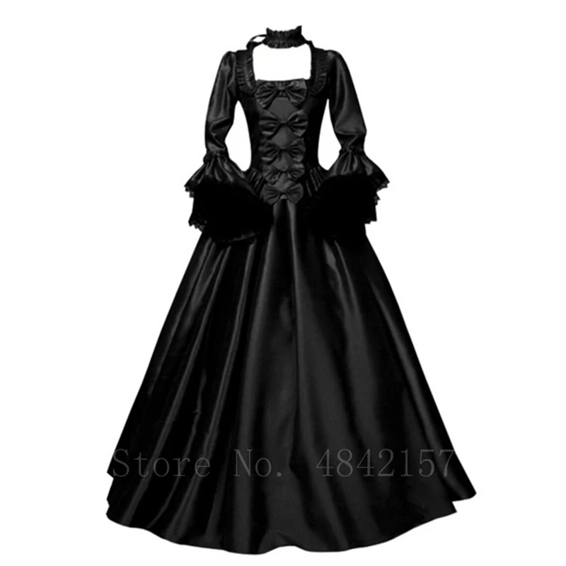 Женское средневековое викторианское благородное платье на Хэллоуин, косплей, Ренессанс, средний возраст, вечерние платья, винтажное платье принцессы, Бандажное платье, Vestido - Цвет: Black