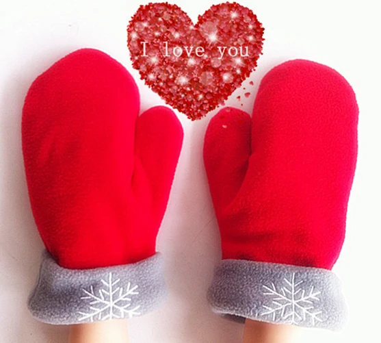 Lovers Gloves Polar Fleece Lovers Winter Warm Handle Double Mittens Gifts