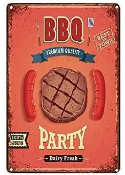 

BBQ Party Metal Tin Sign 8x12 Inch Home Kitchen Bedroom Bar Sign Decoration