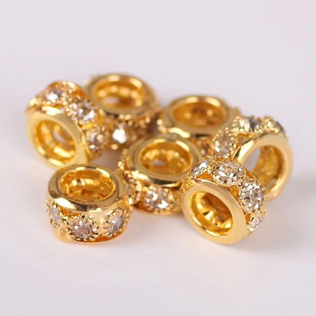 5/10pcs Murano Lampwork Glass Rhinestone Big Hole Beads European Charm Bracelets