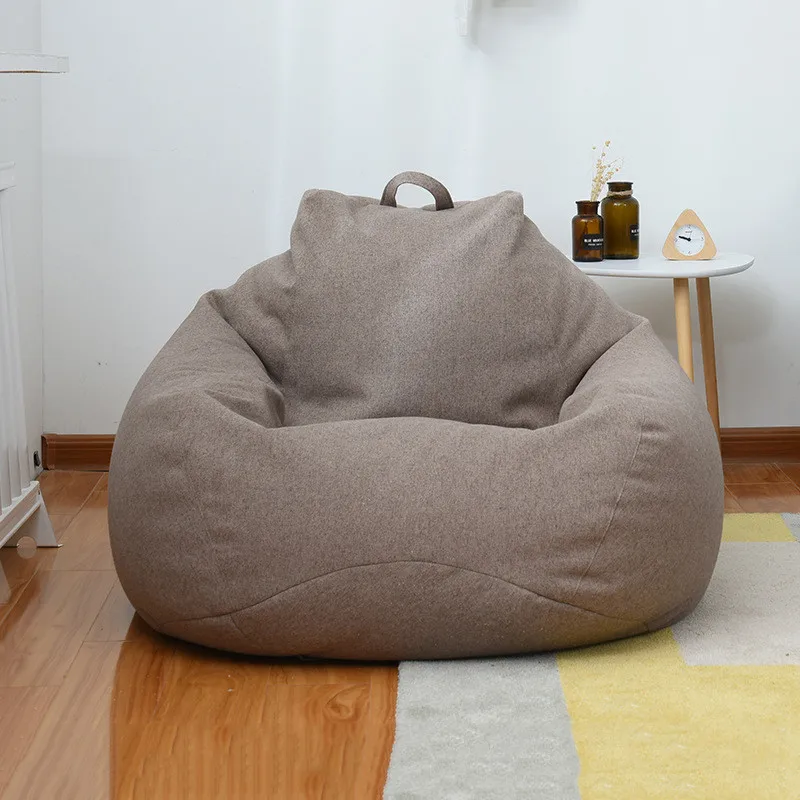 Большой маленький ленивый мешок для диванов, чехлы для стульев с наполнителем из льняной ткани, шезлонг, кресло, мешок для диванов, товары для гостиной - Цвет: Коричневый
