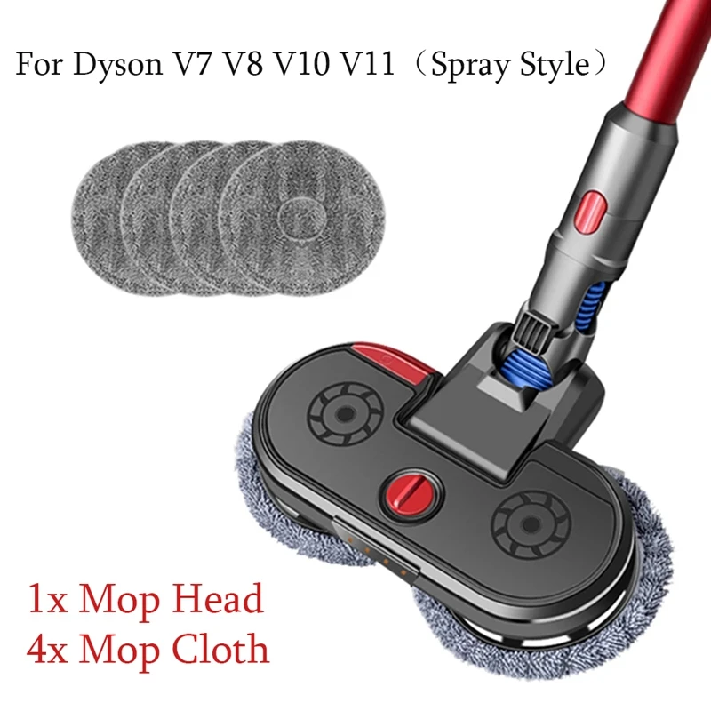 1xMop Head+4xMop Cloth For Dyson V7 V8 V10 V11 Vacuum Cleaner