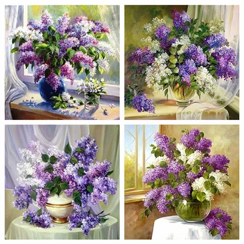 

EverShine Diamond Painting Lilac Flower Full Drill Square Beads Embroidery Rhinestone Mosaic Full Layout Cross Stitch Needlework