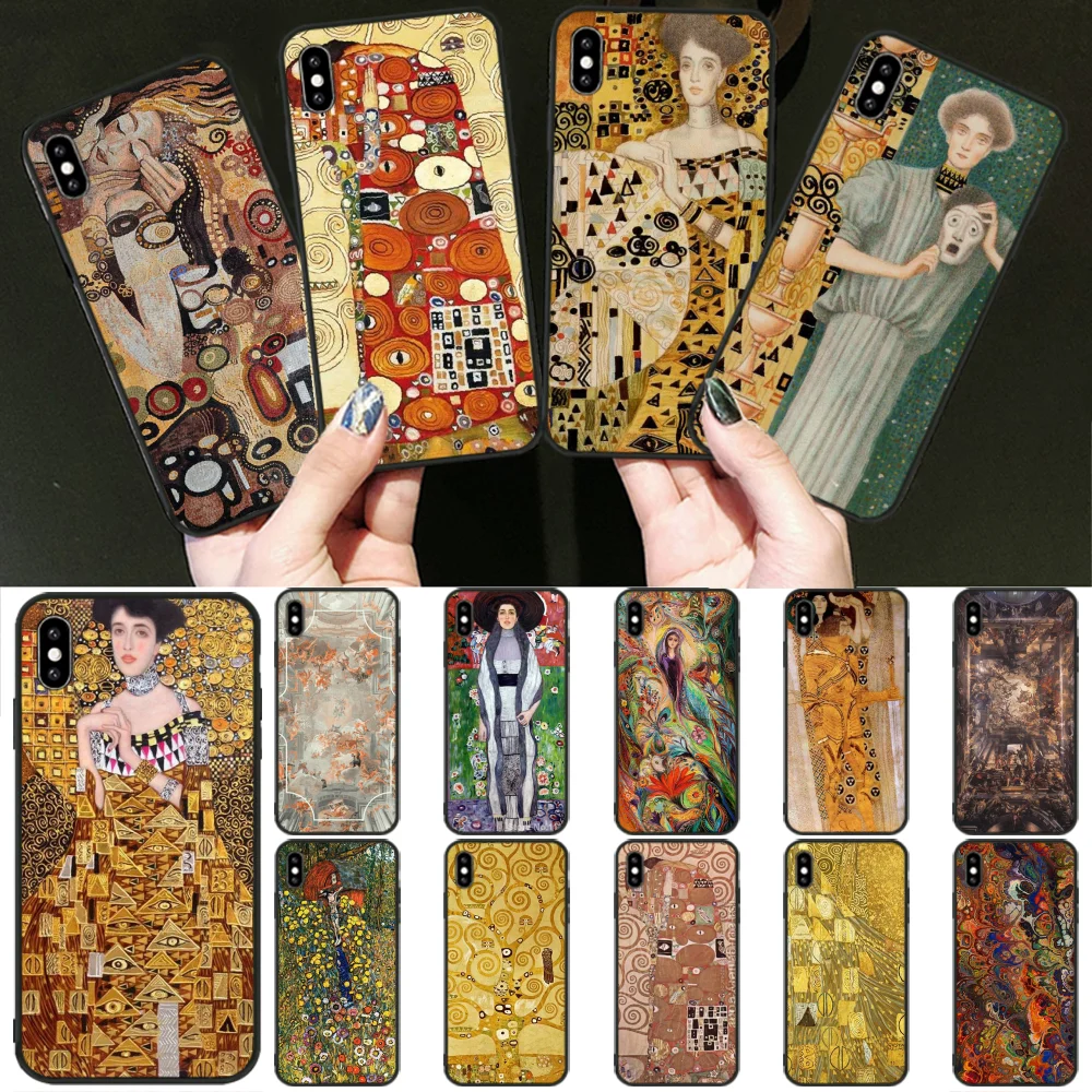 Чехол для телефона BaweiTE Kiss Gustav Klimt черный мягкий чехол iPhone 11 pro XS MAX 8 7 6 6S Plus X 5 5S SE XR |