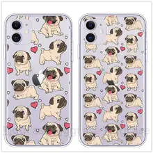 Мягкий силиконовый чехол для iPhone 6 с милым мультяшным животным собакой Мопсом из ТПУ для iPhone 11 Pro XS Max X XR 6S 7 8 Plus 5S SE(China)
