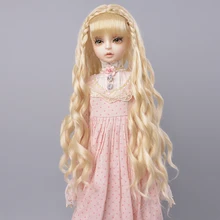 

MUZIWIG 1/3 BJD Doll Wig High Temperature Long Fashion Fairy Wavy Light Yellow Wire BJD Wigs SD For BJD Doll Accessories