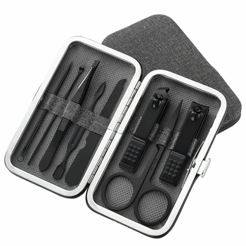 

High Quality Stainless Steel Black Nail Clipper Sets Cutter Trimmer Ear Pick Grooming Kit Pedicure Toe Nail Art Tools