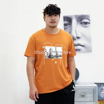 

Big Size Short Sleeve Male Round Neck Loose T Shirt Leisure Wind Plus Fat Plus Trend Fat Man Men's Wear T-shirt