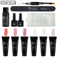 COSCELIA Набор для нейл-арта, 6 шт, полиуф-гель, набор, верхнее Базовое покрытие, набор для наращивания геля, кончик для ногтей, 15 мл, полигель