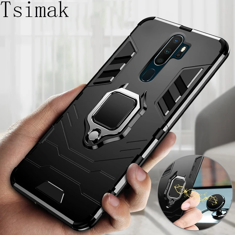 Funda Protectora Para OPPO A91 | TPU+PC Resistente A Golpes | Con Soporte Plegable | Color Azul Oscuro