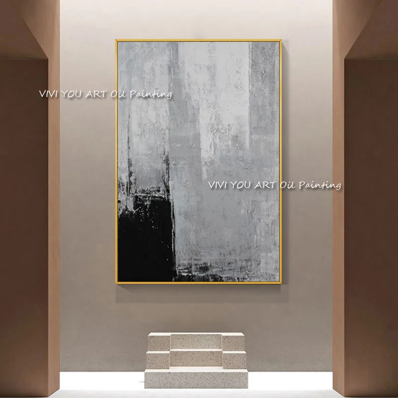 

100% Handpainted Abstract Simple oil painting Grey Large Canvas Watercolor Modern Handmade for Home Living Room Decoration