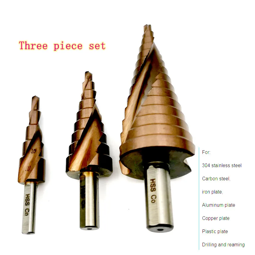 

HSS Cobalt Step Stepped Drill Bit Set Nitrogen High Speed Steel Spiral For Triangle Shank Metal Cone Hole woodworking tools