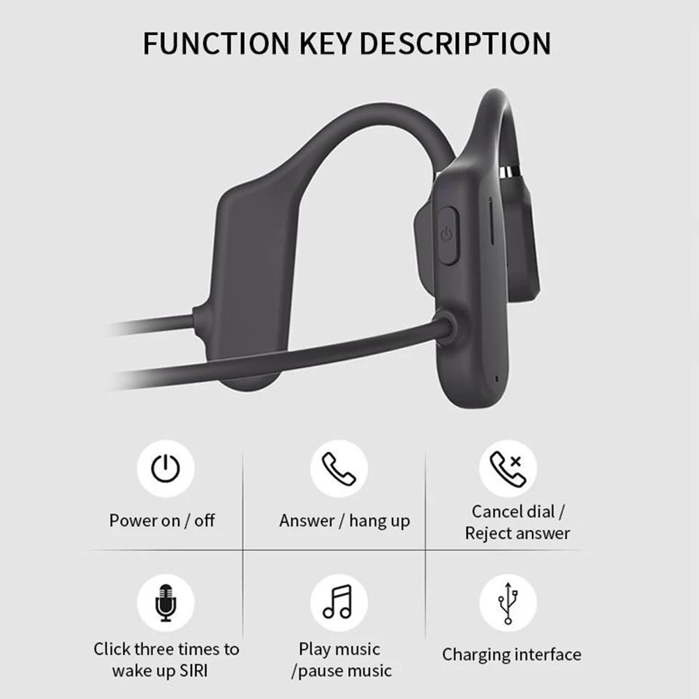 Bone Conduction Headphones Bluetooth Wireless Waterproof Comfortable Wear Open Ear Hook Light Weight Not In ear Sports Earphones