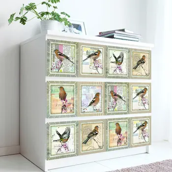 

Simulation Stamp Flowers Birds Crystal Hard Tiles Wall Sticker Kitchen Wardrobe Home Decor Art Mural Peel & Stick Wall Decals